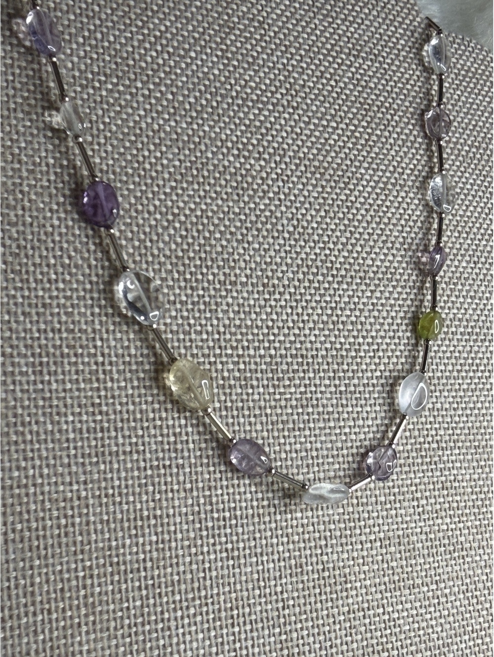 Rare Vintage Silpada N0840 Sterling Silver Oval Semi-Precious Stone Necklace 16"
